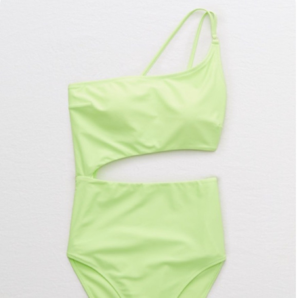 Aerie One Shoulder Swimsuit - Light Green